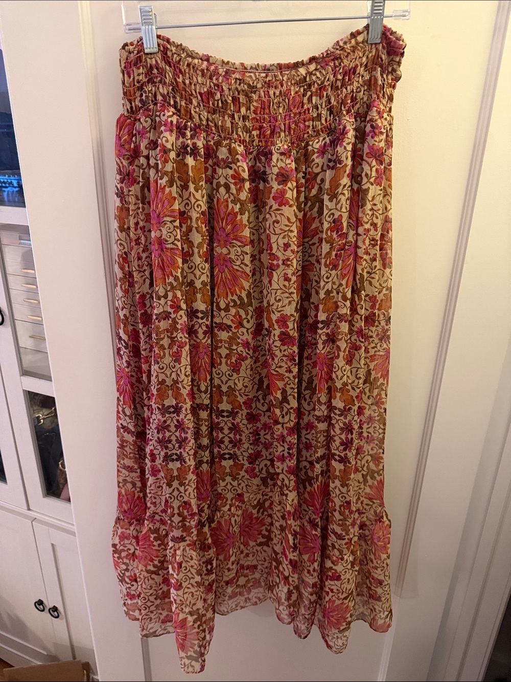 Misa Los Angeles Floral Smocked Waist Maxi Skirt XL
